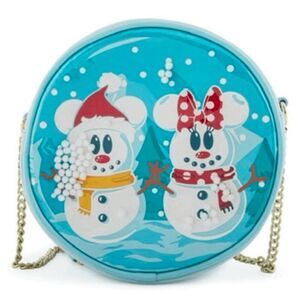 Disney Snowman Mickey Minnie Snow Globe Crossbody Bag NWT Loungefly Winter